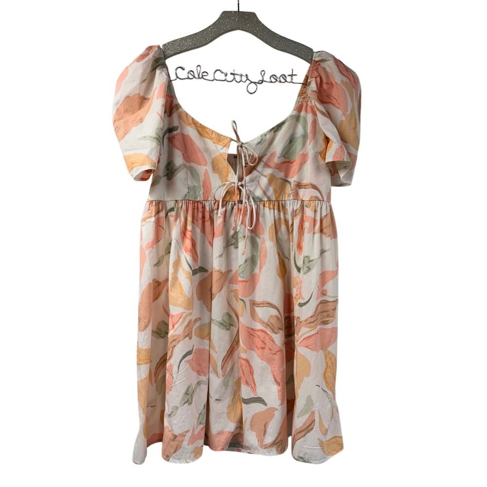 Abercrombie & Fitch Floral Mini Dress Pastels XL Tall Puff Sleeve